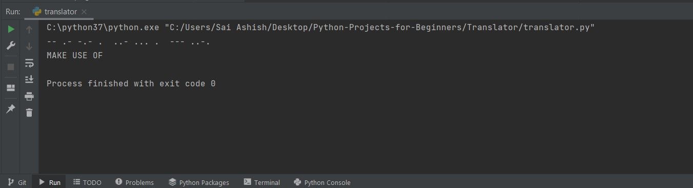 Output of Morse code translation in Python