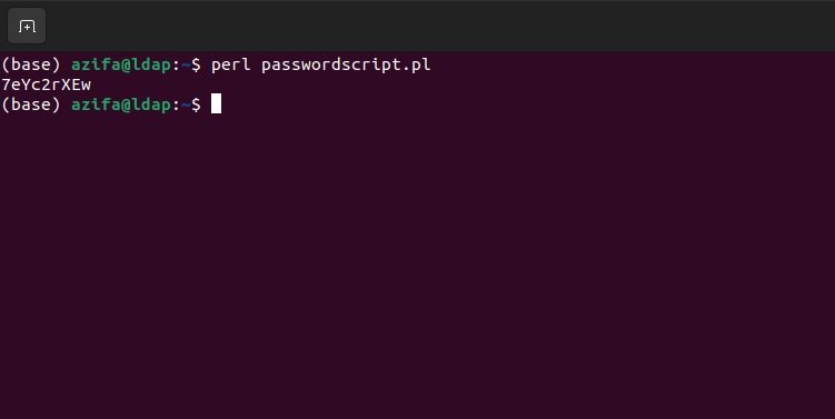 password generated using perl script displayed on ubuntu terminal
