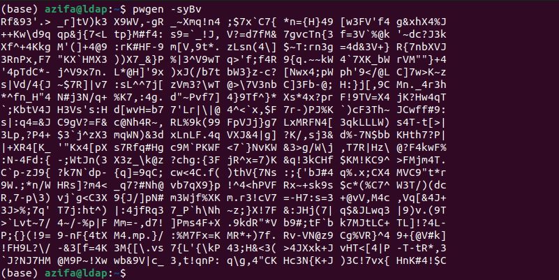 passwords generated using pwgen displayed on ubuntu terminal