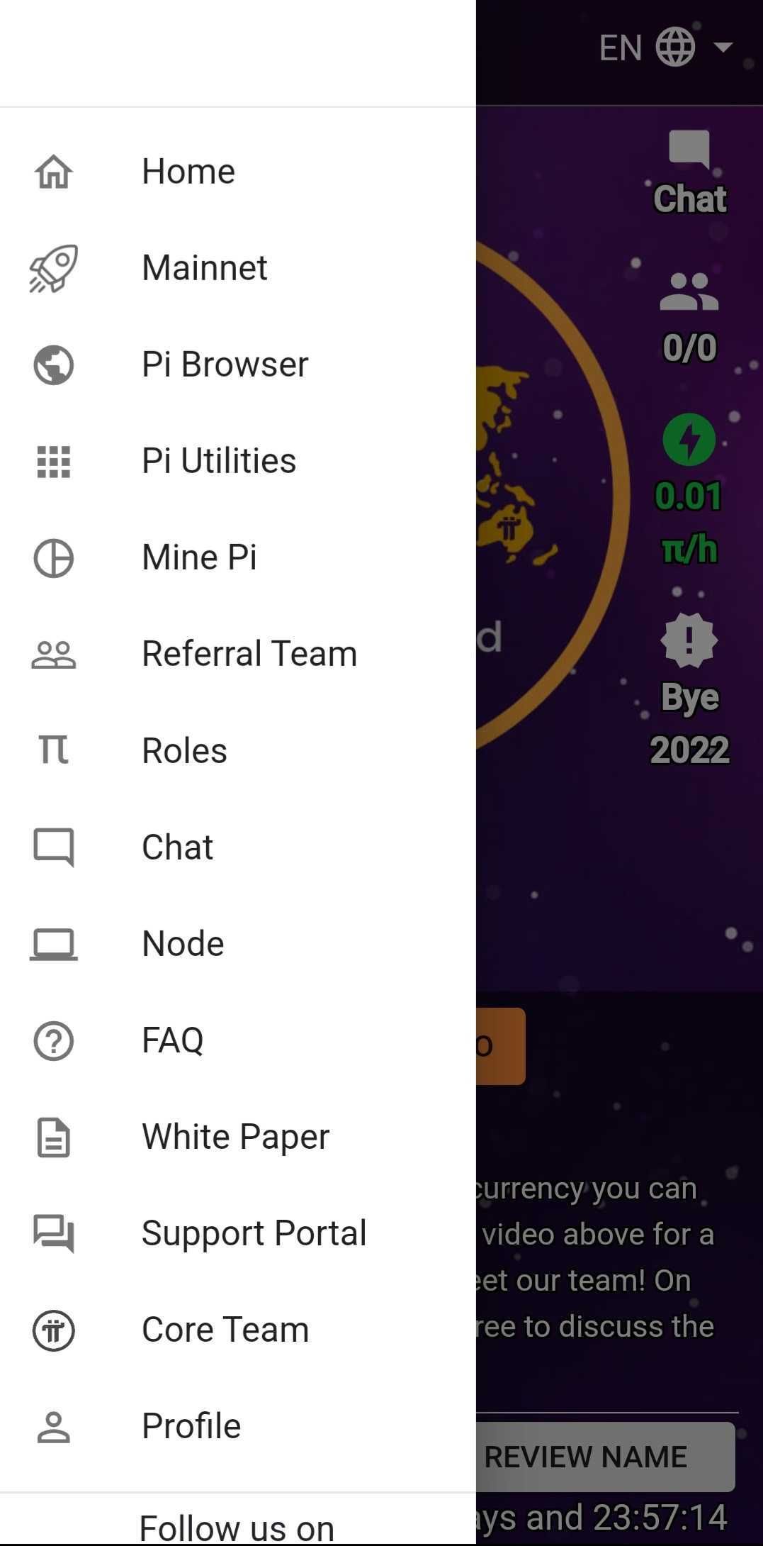 pi network app menu bar screenshot