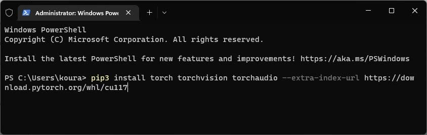 pip3 install torch torchvision torchaudio