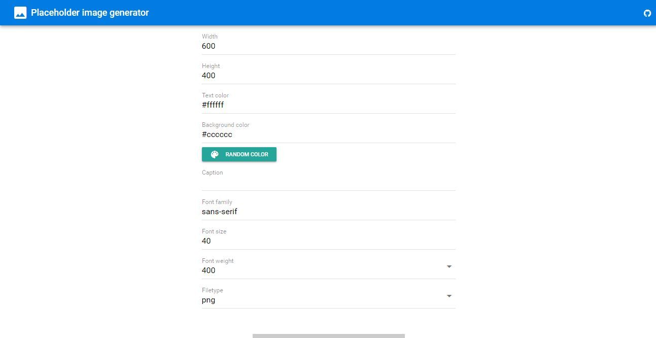 تصویری از صفحه فرود مولد تصویر Placeholder