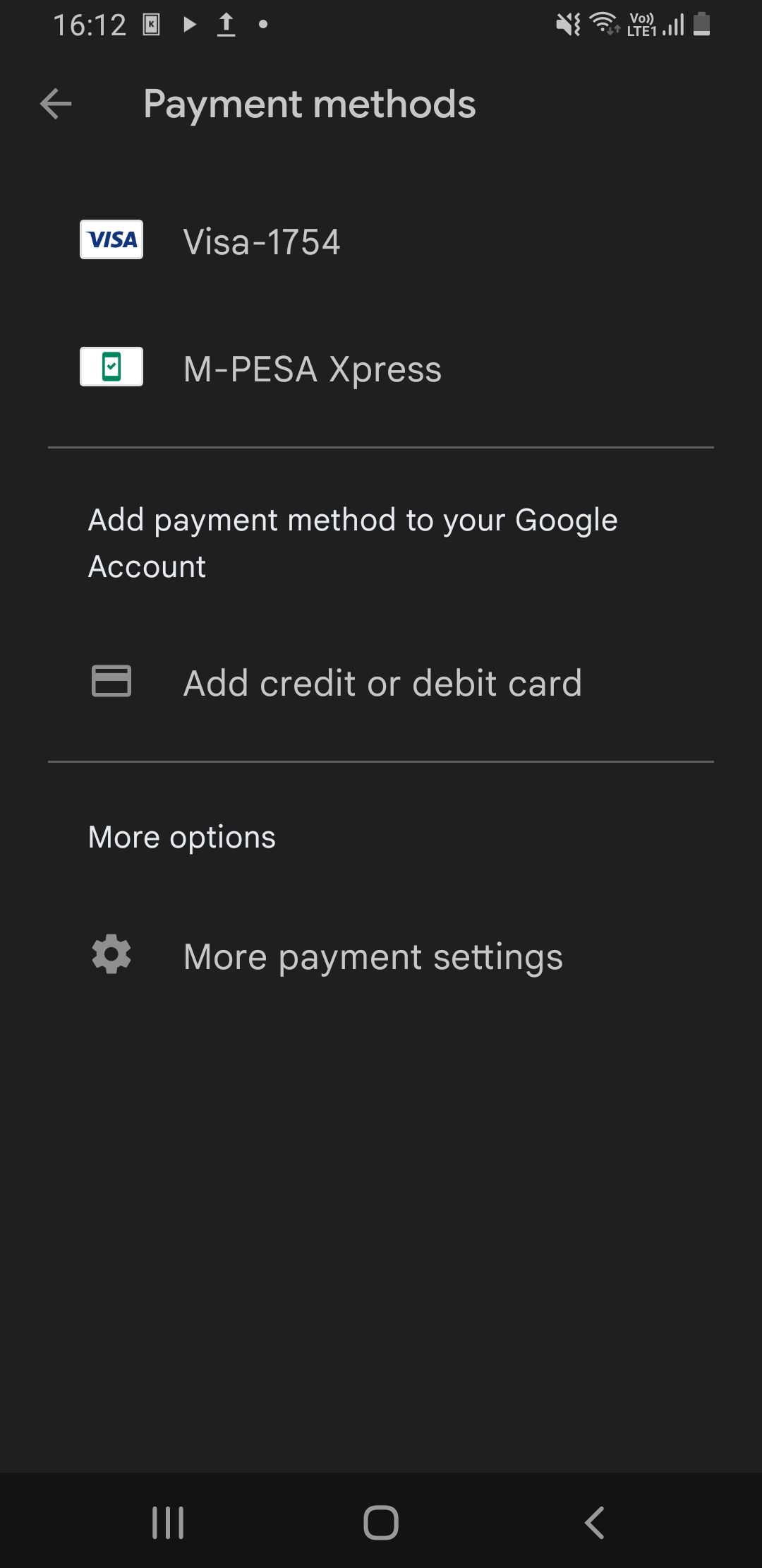 Google Play Store payment methods