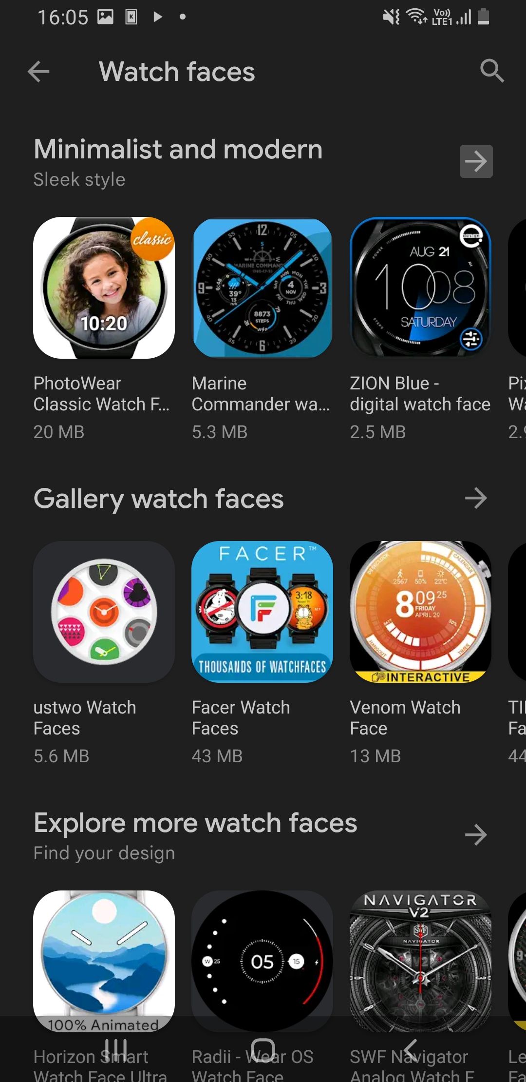 Watch face apps on the Google Play Store