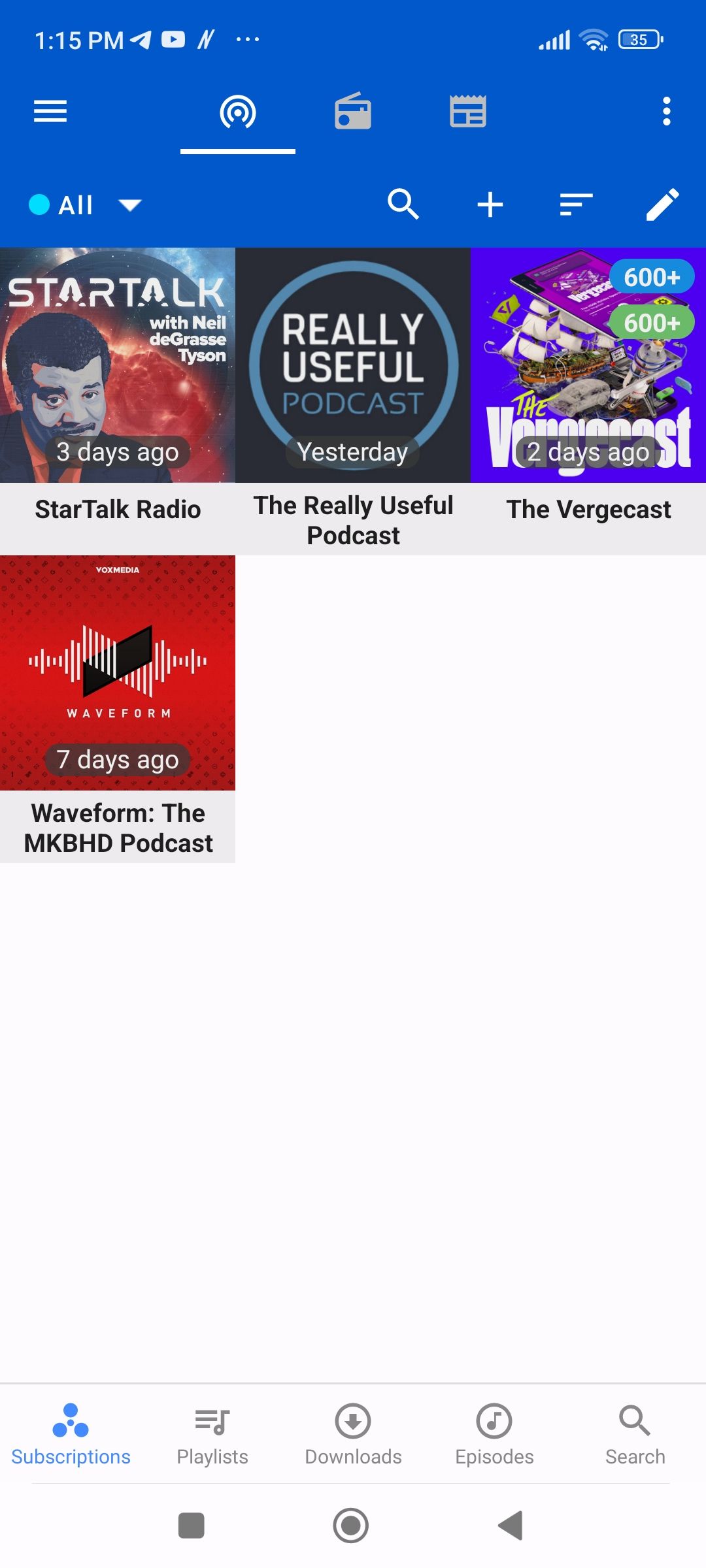 Podcast Republic subscriptions page