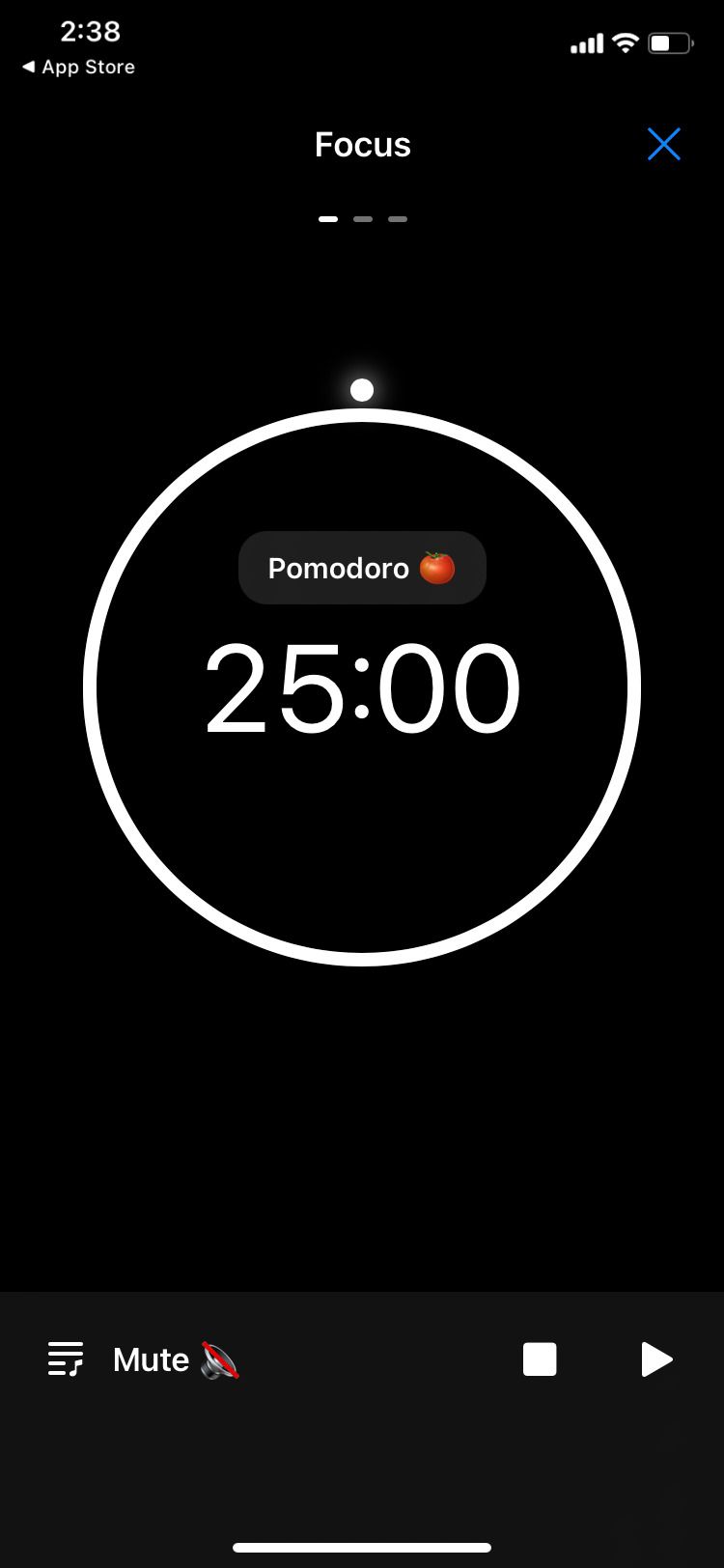 Pomodoro Focus Timer app Focus screen