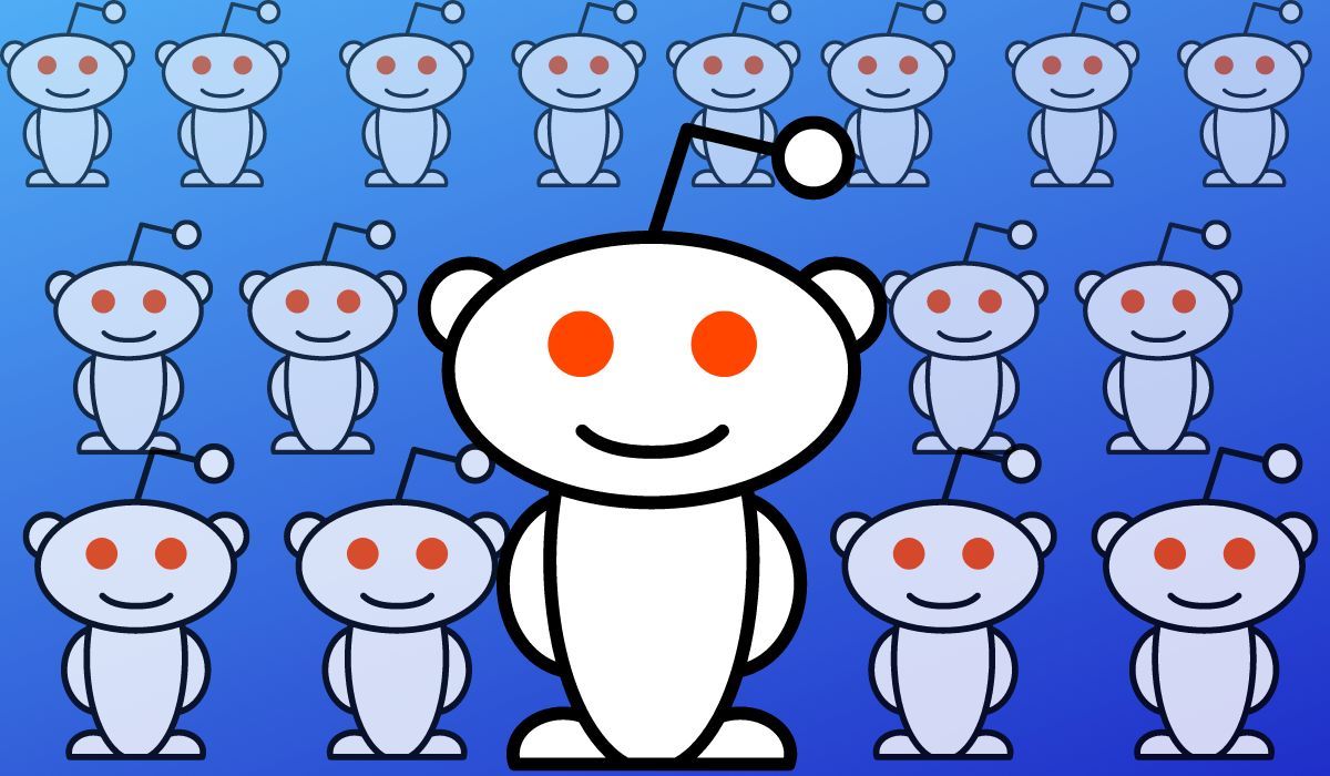 Reddit logos on blue background