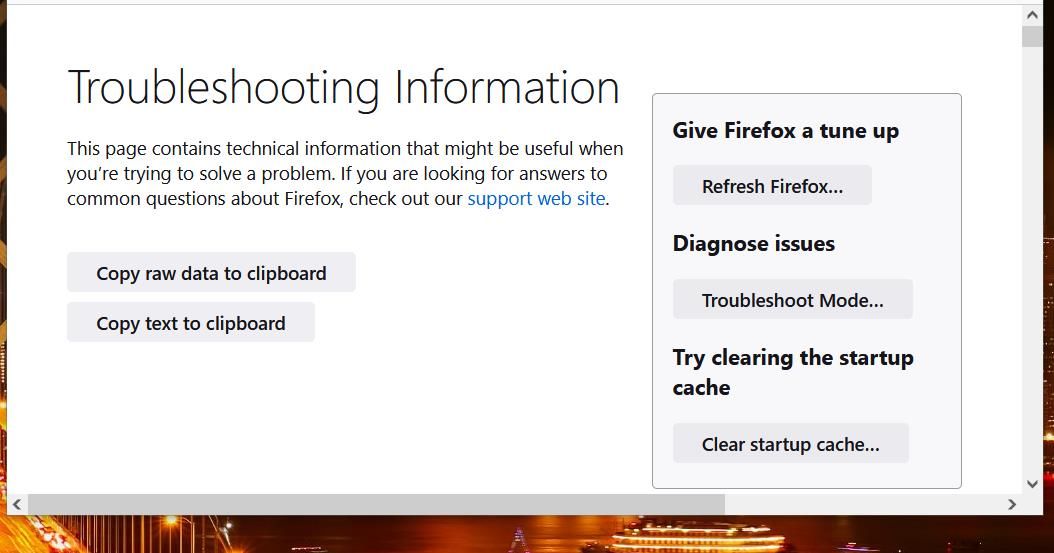 The Refresh Firefox option 