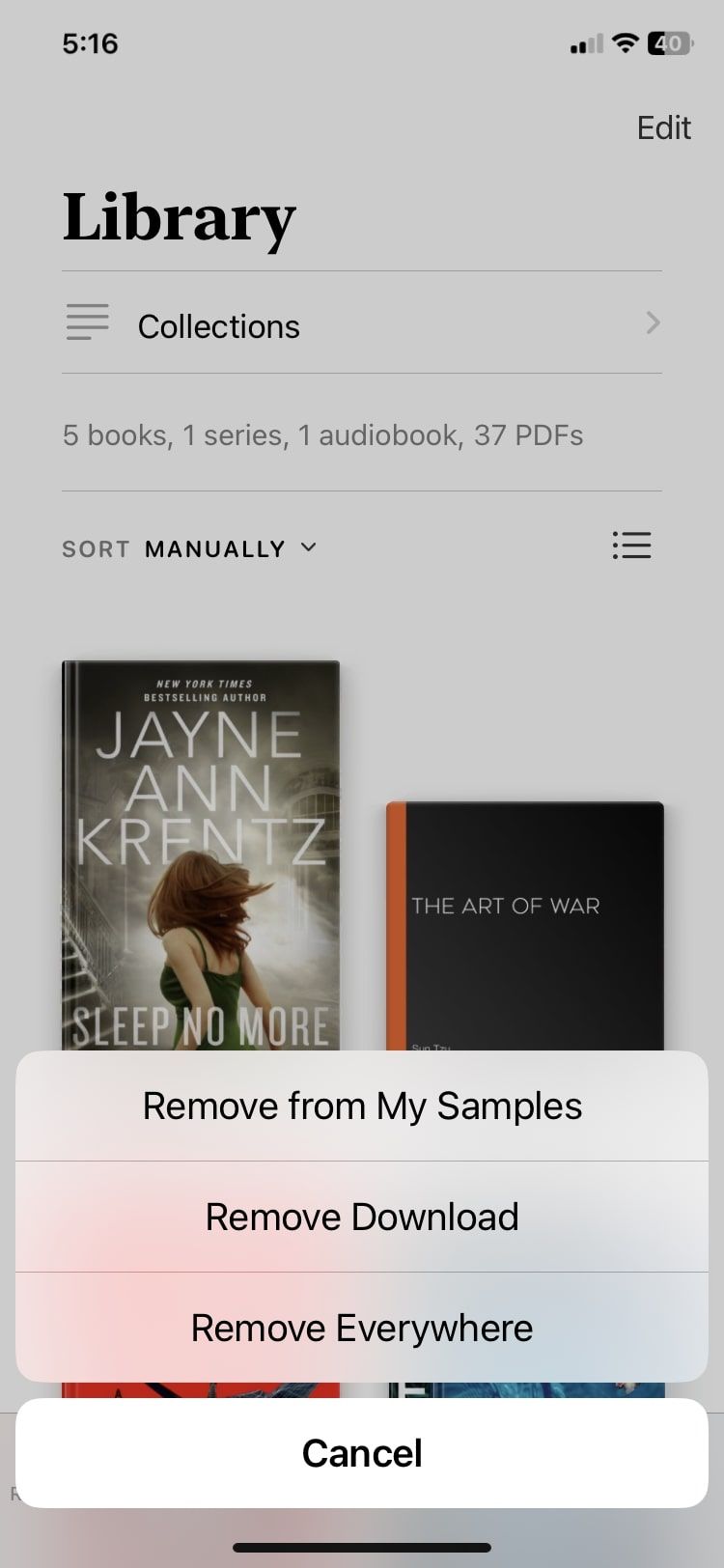 remove or delete book from library