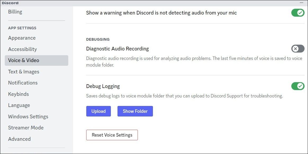 Reset Voice Settings in Discord