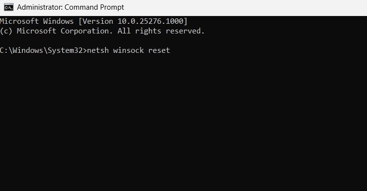 Reset Winsock command in Command Prompt