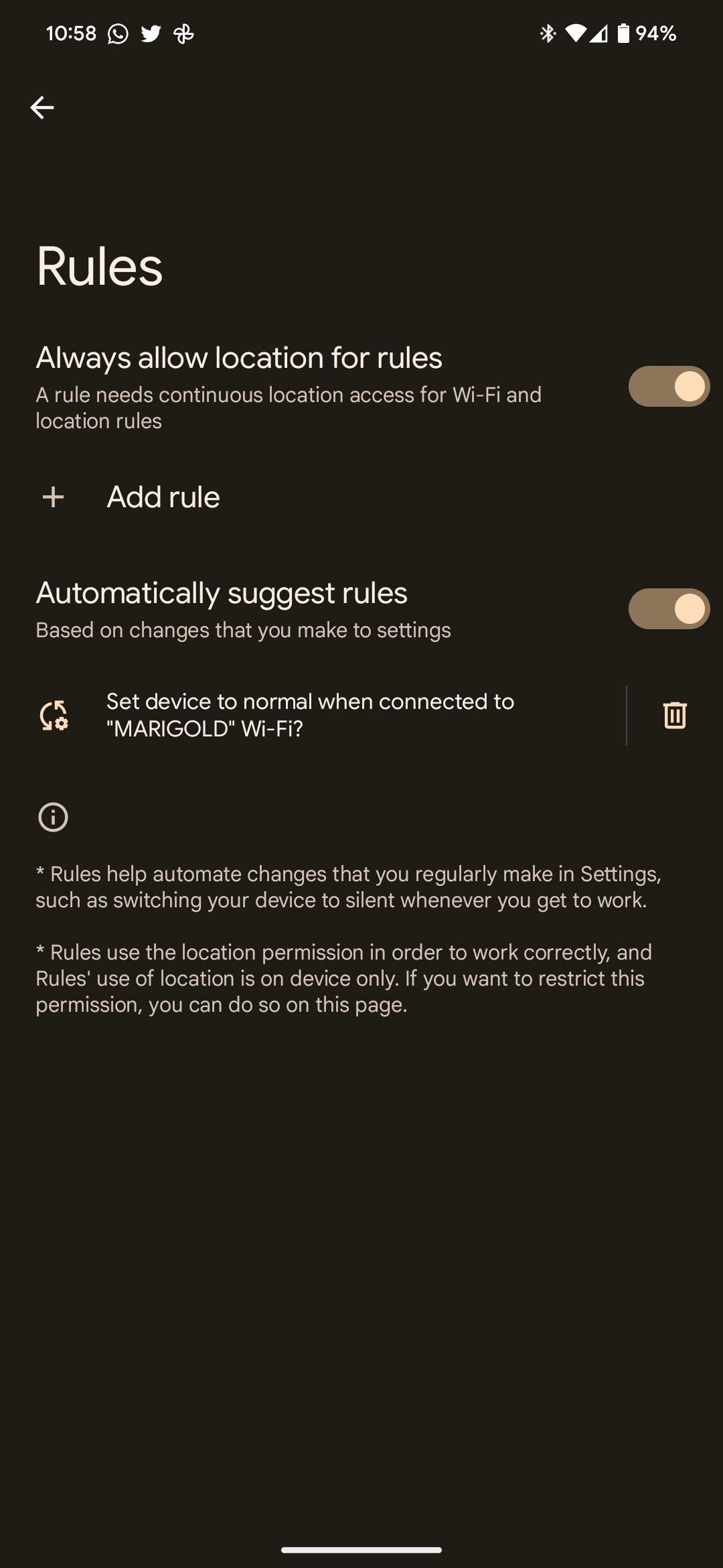 Rules on Google Pixel 7
