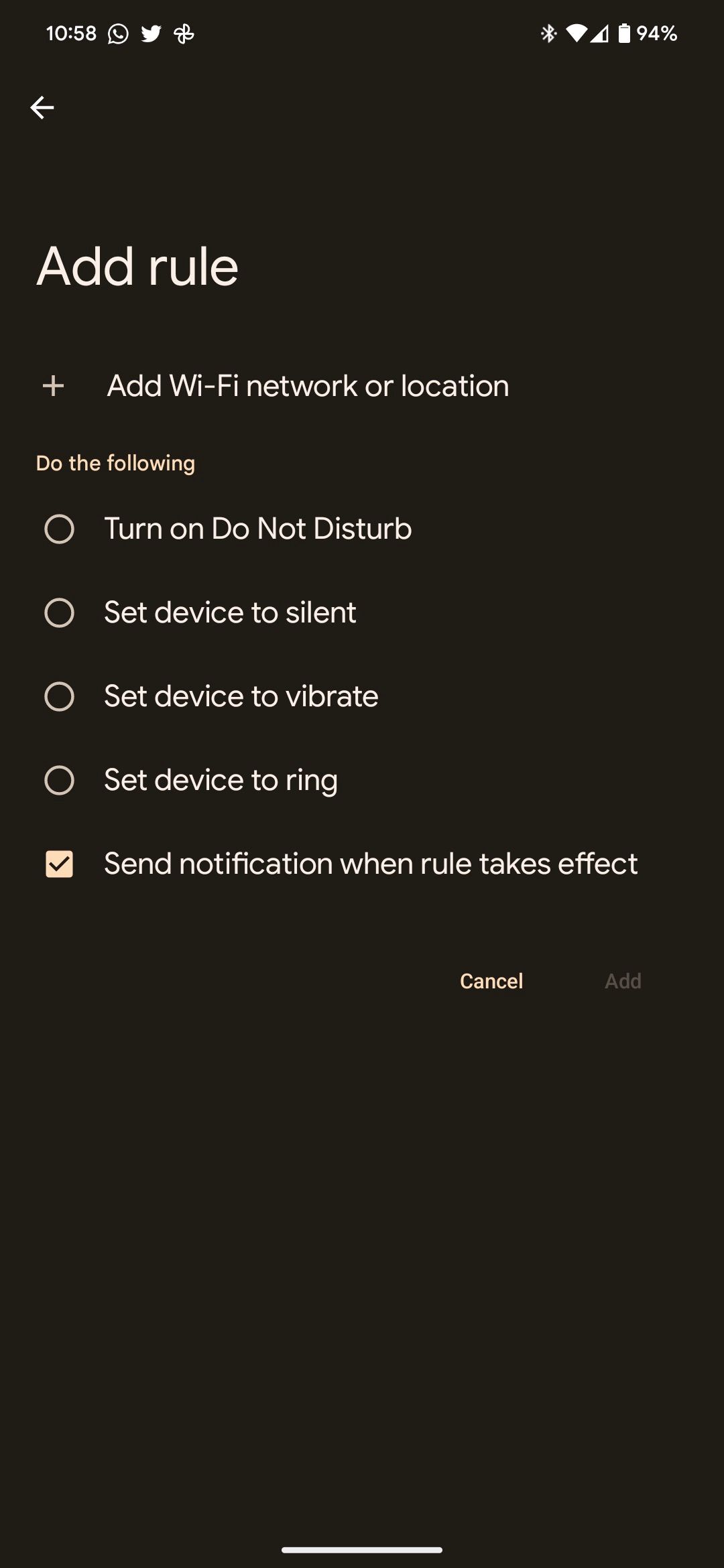Trigger to execute a Rule on Pixel 7