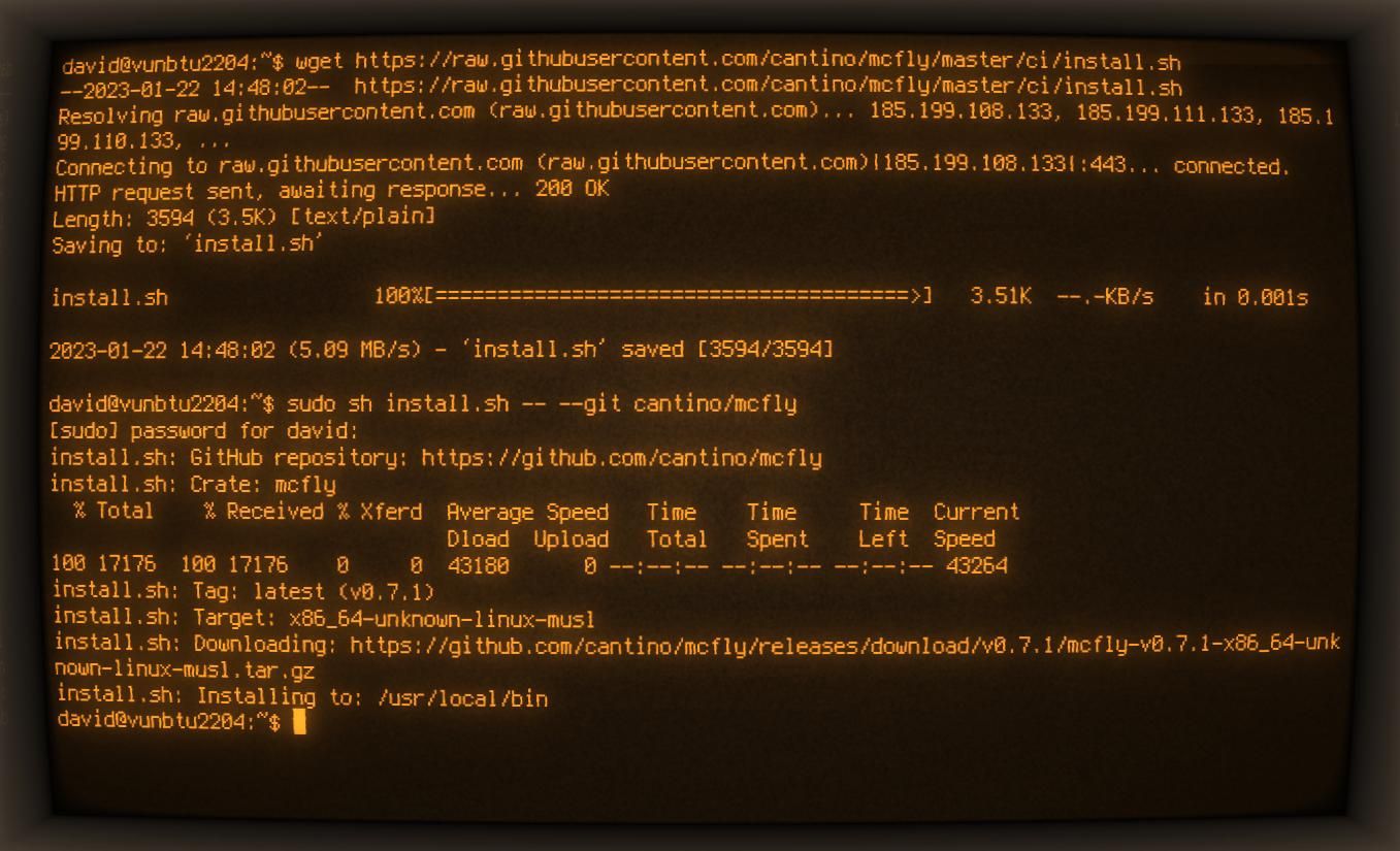 running the mcfly install script in a terminal