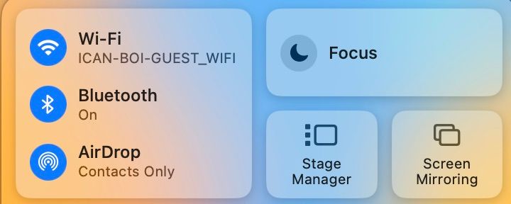 Screenchot showing the Focus tile in Control Center