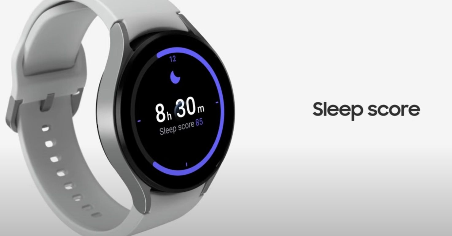 Samung smartwatch product shot showing sleep score