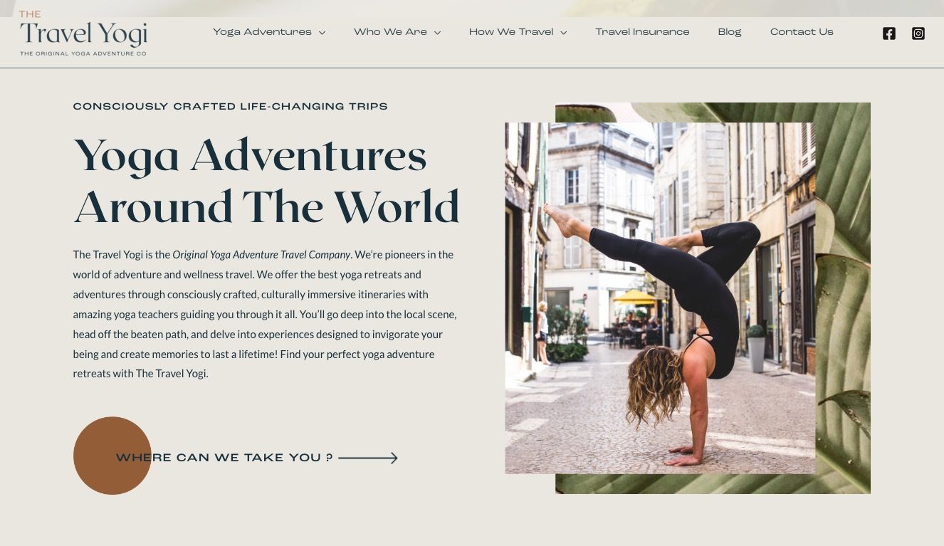 The Travel Yogi website screenshot
