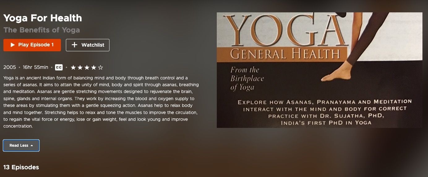 Screenshot of Yoga for Health website