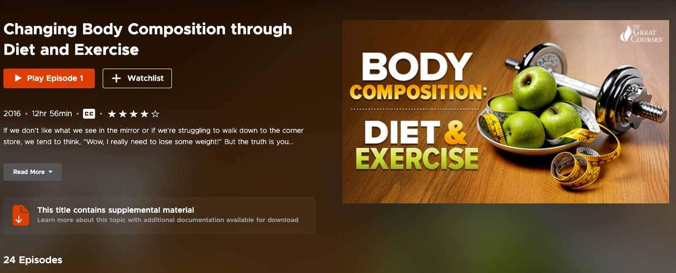 Body composition course screenshot