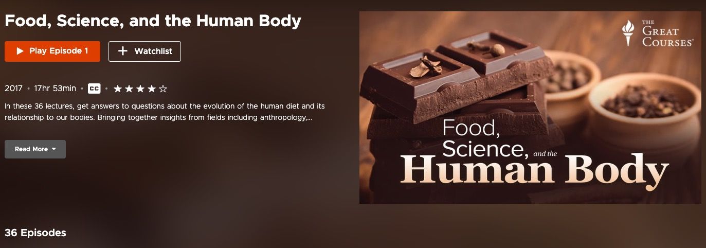 Food science course website screenshot