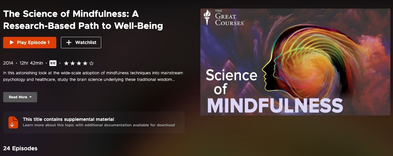 Science of mindfulness course website screenshot