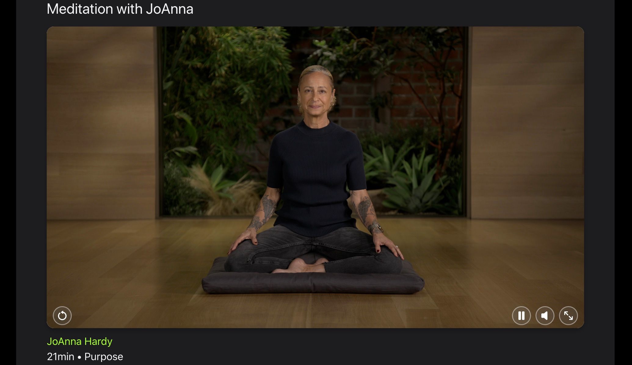 Screenshot van Apple Fitness+ meditatietraining