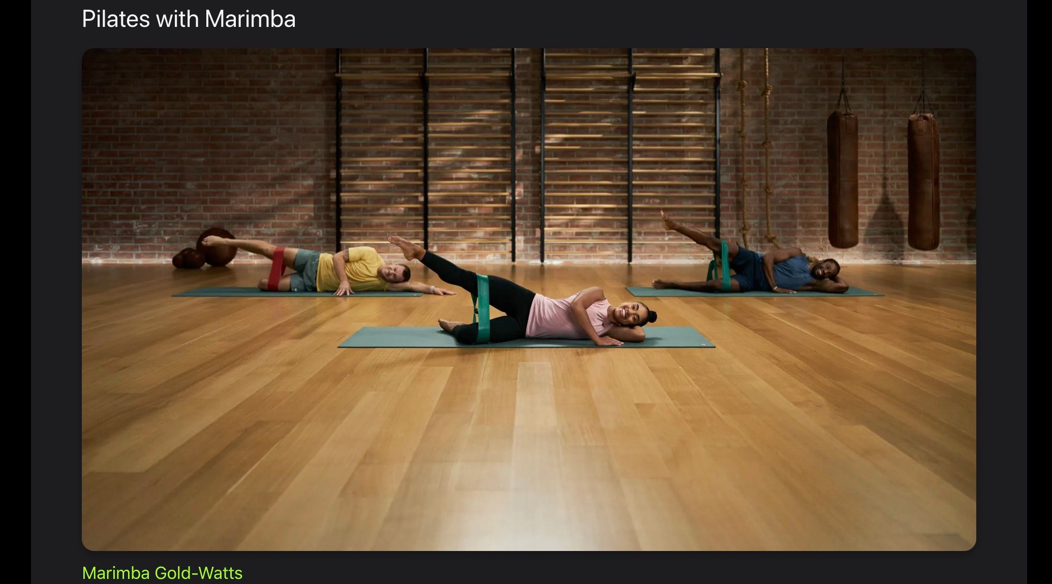 Capture d'écran de l'entraînement Pilates d'Apple Fitness+.