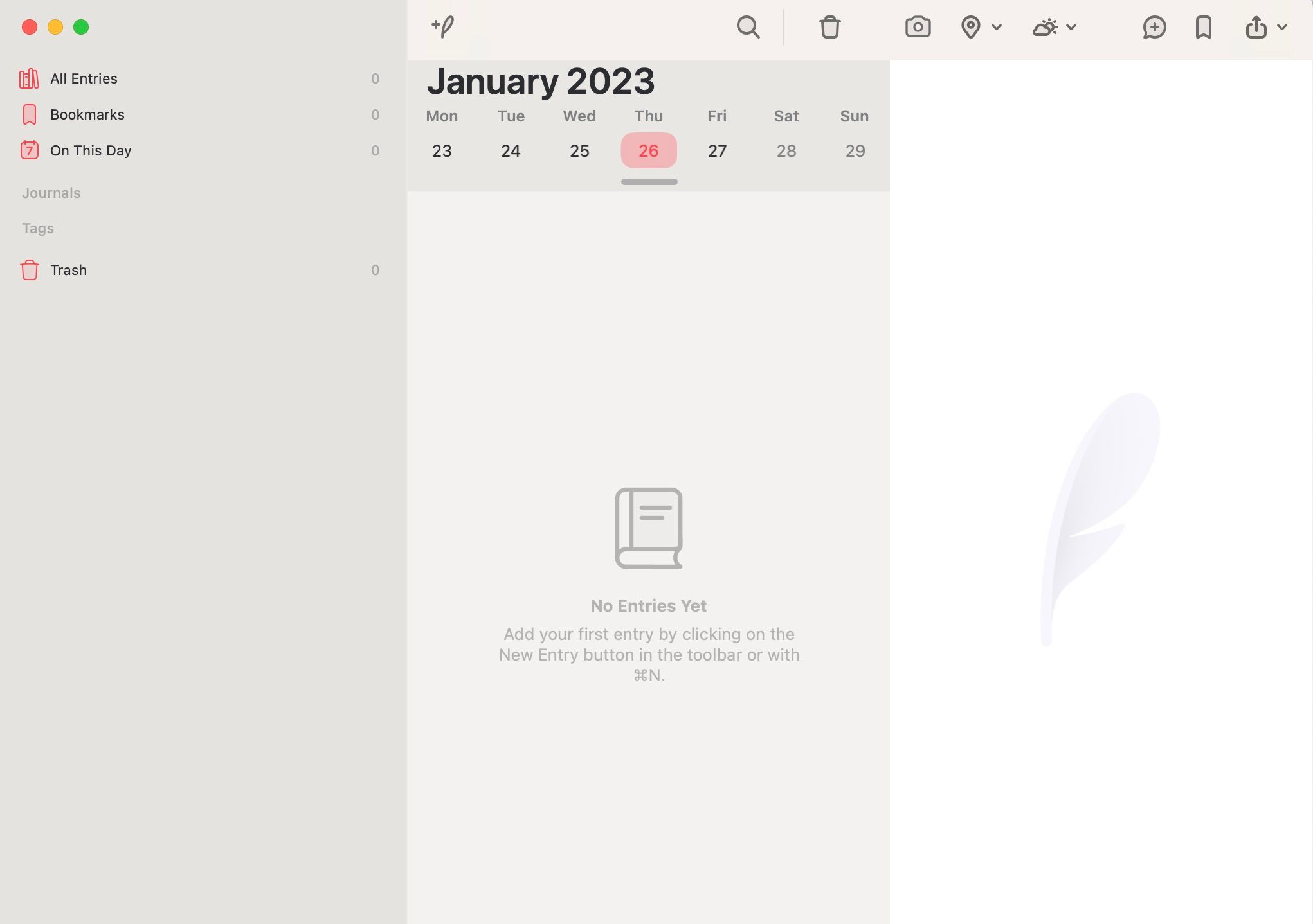 Screenshot of Everlog journaling app for Mac
