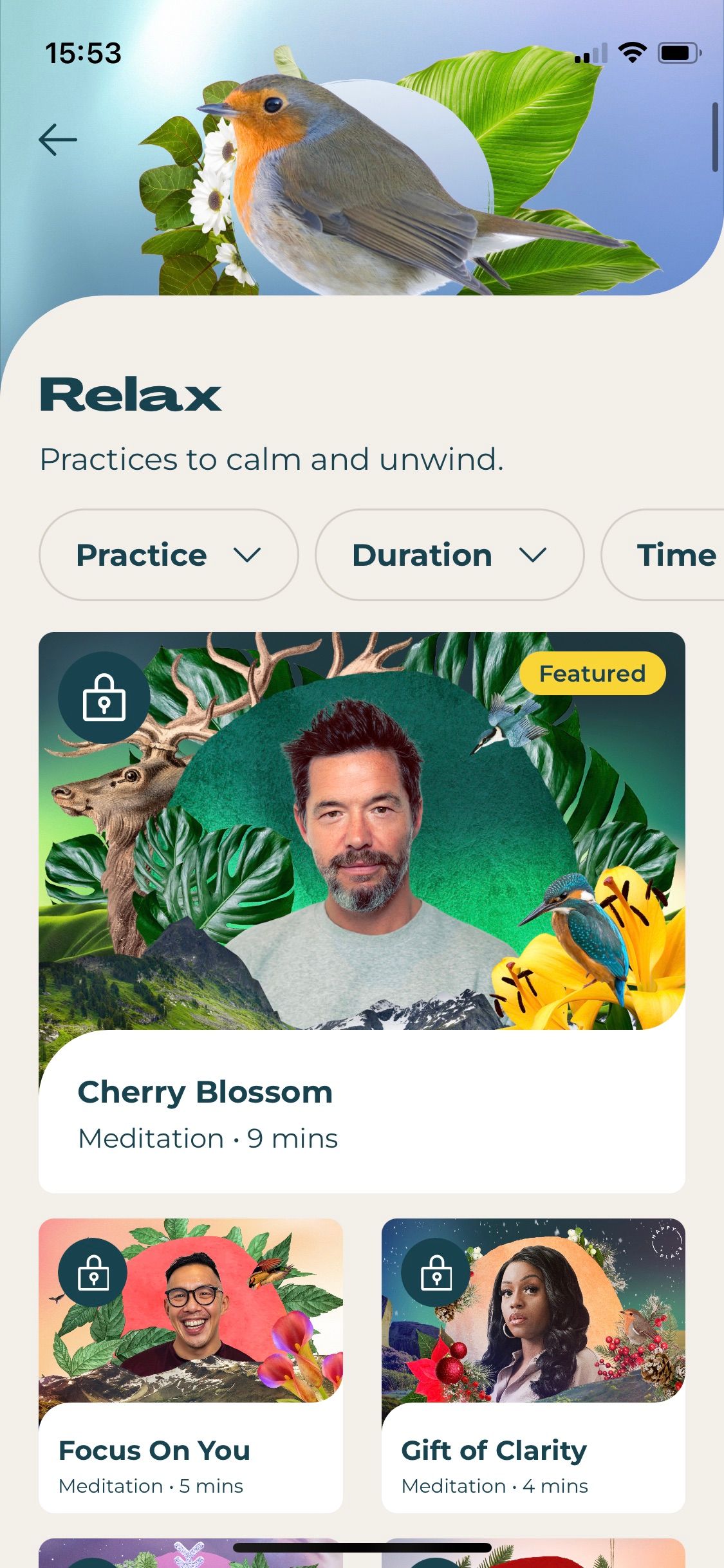 Screenshot of Happy Place app Relax section