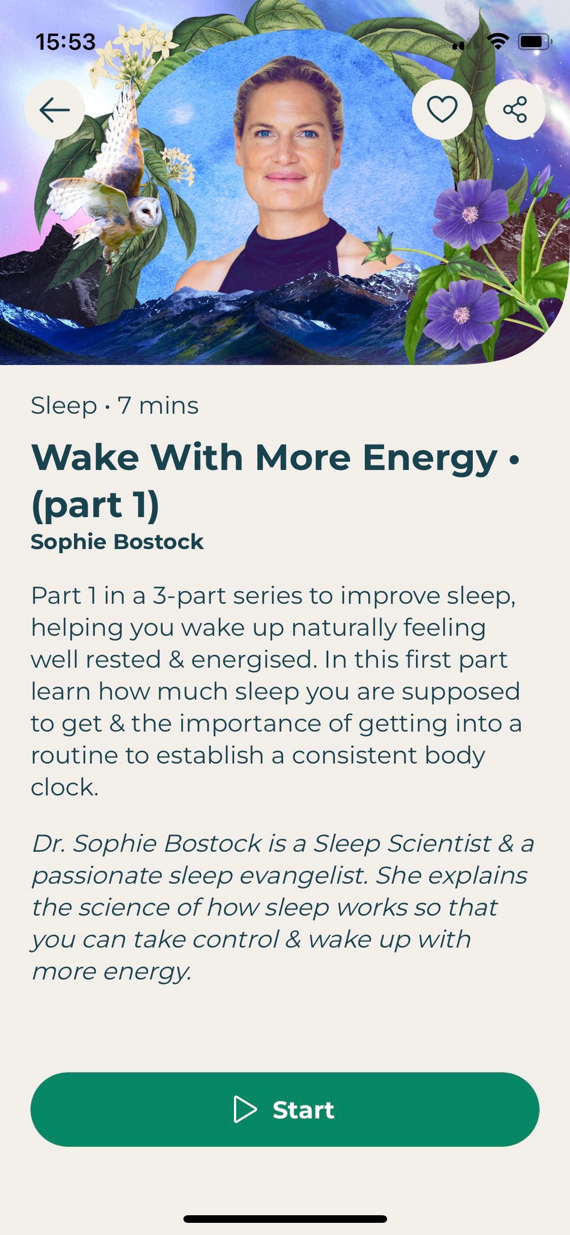 Screenshot of Happy Place sleep guidance exercise