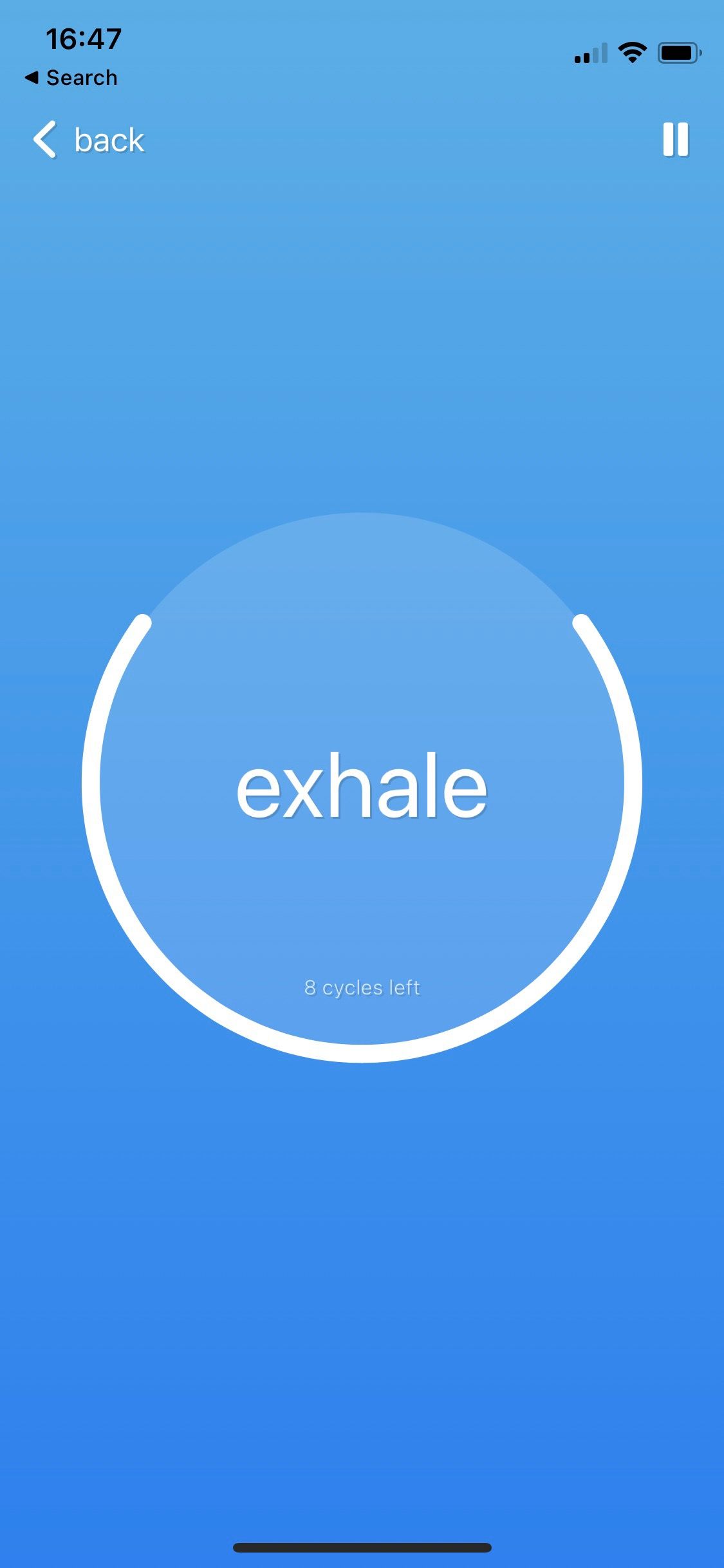 Screenshot of iBreathe app exhale screen