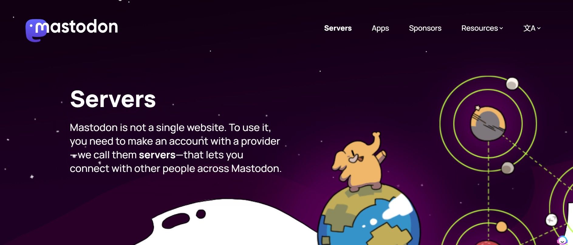 Capture d'écran de la page du serveur mastodon