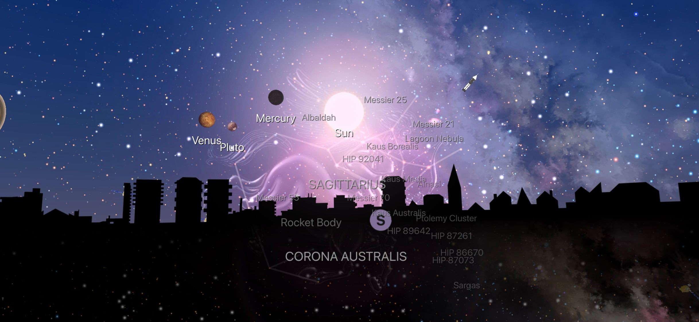 Screenshot of the Night Sky app interface