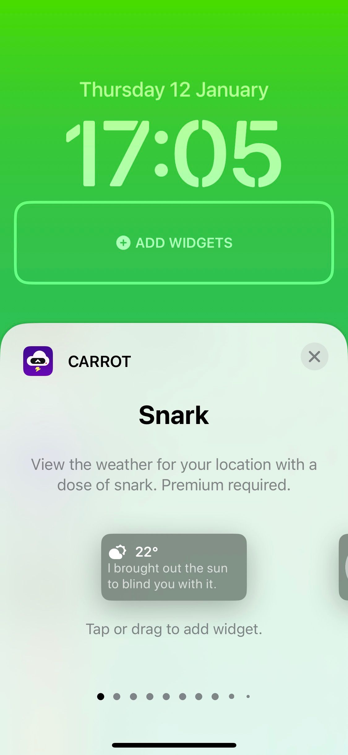 Screenshot of the rectangle snark lock screen widget for root