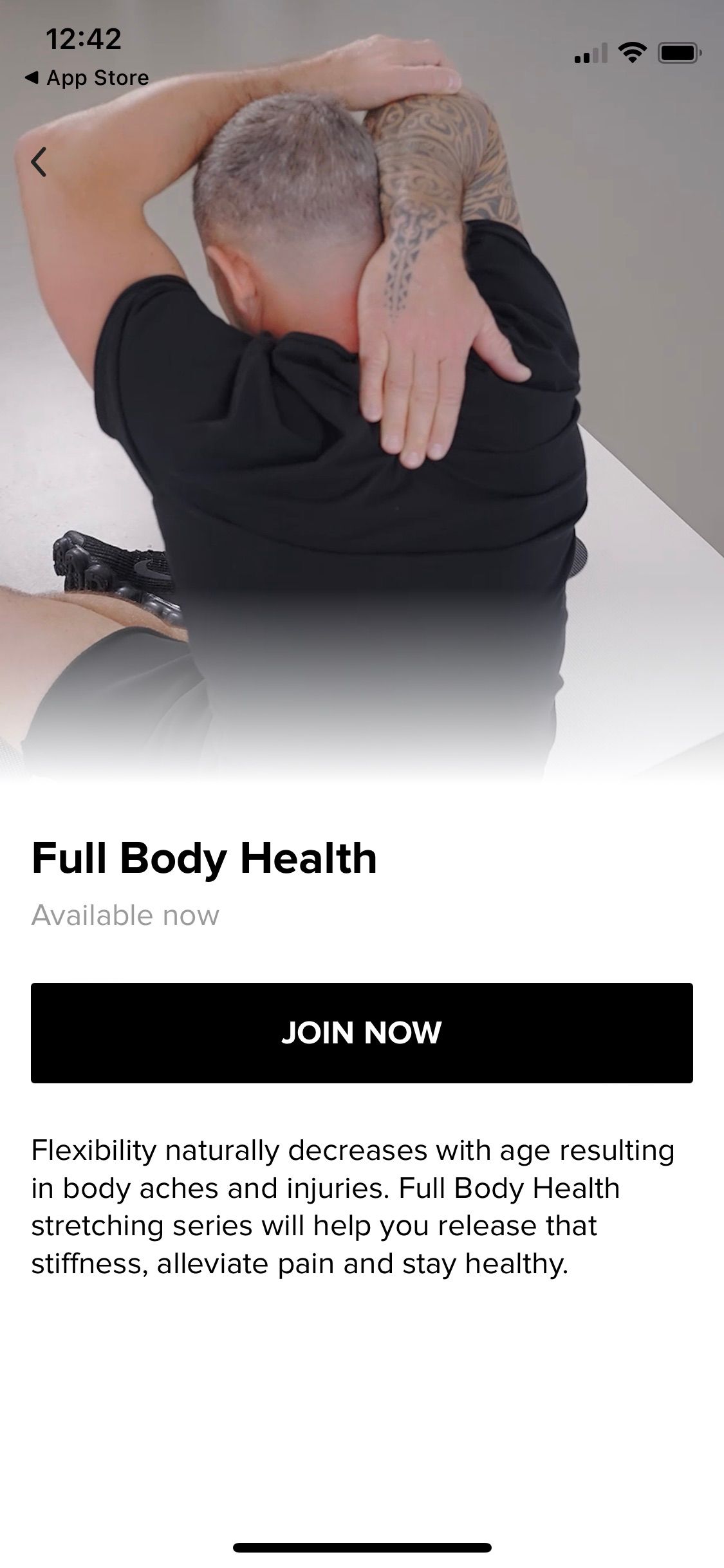 Screenshot of Stretchit app showing Full Body Health challenge