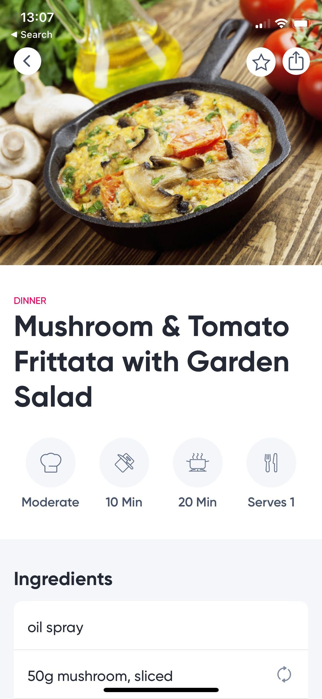 Screenshot of Sweat app showing recipe