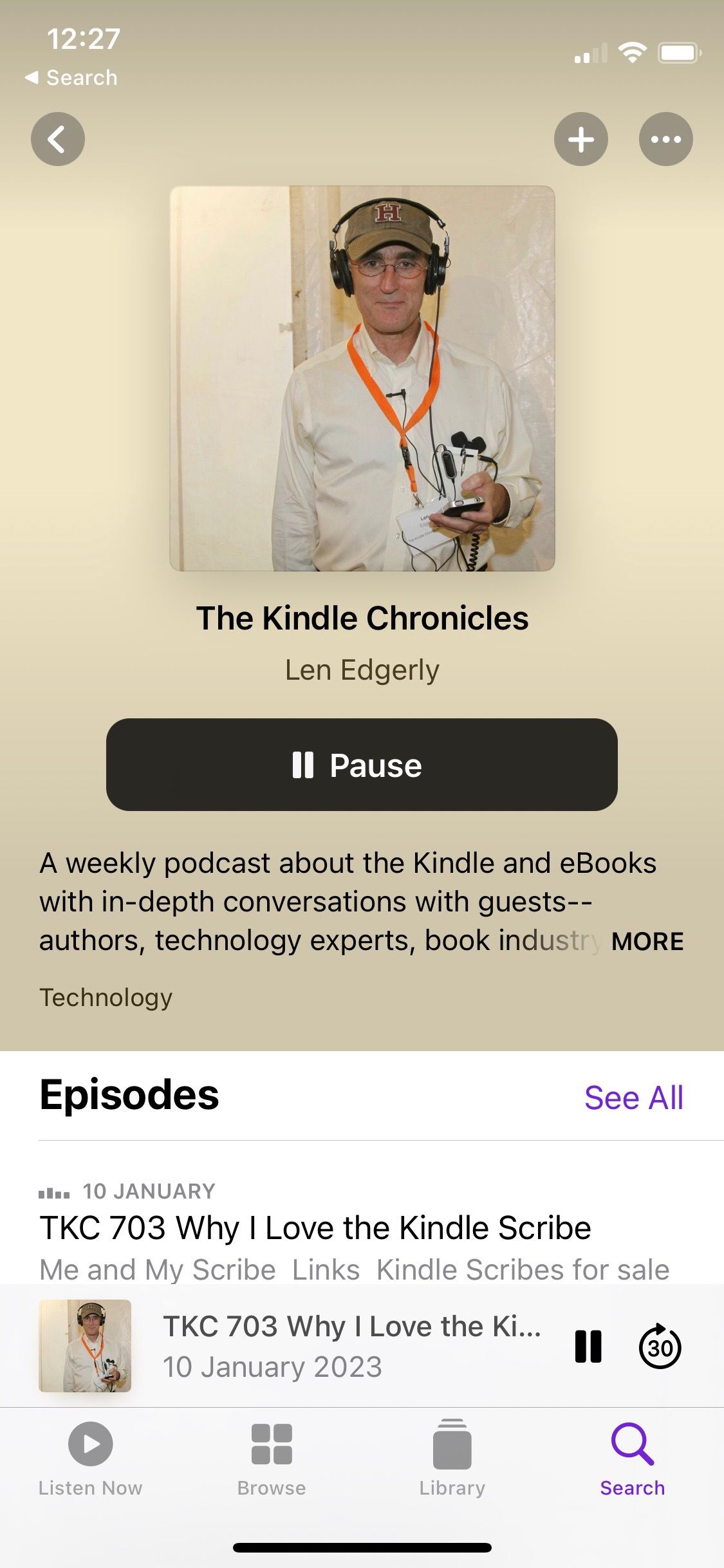 Screenshot of The Kindle Chronicles podcast introduction page