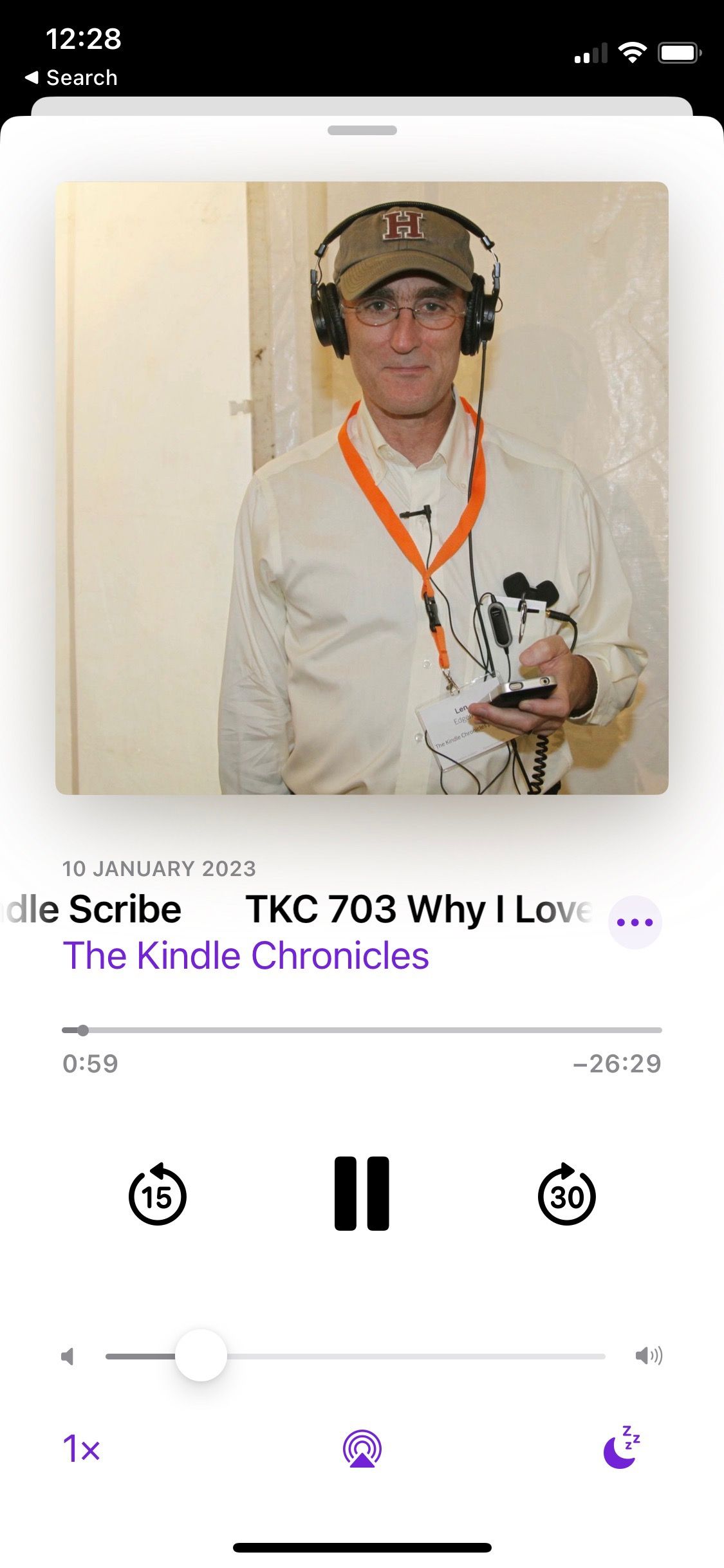 Screenshot of The Kindle Chronicles podcast play screen