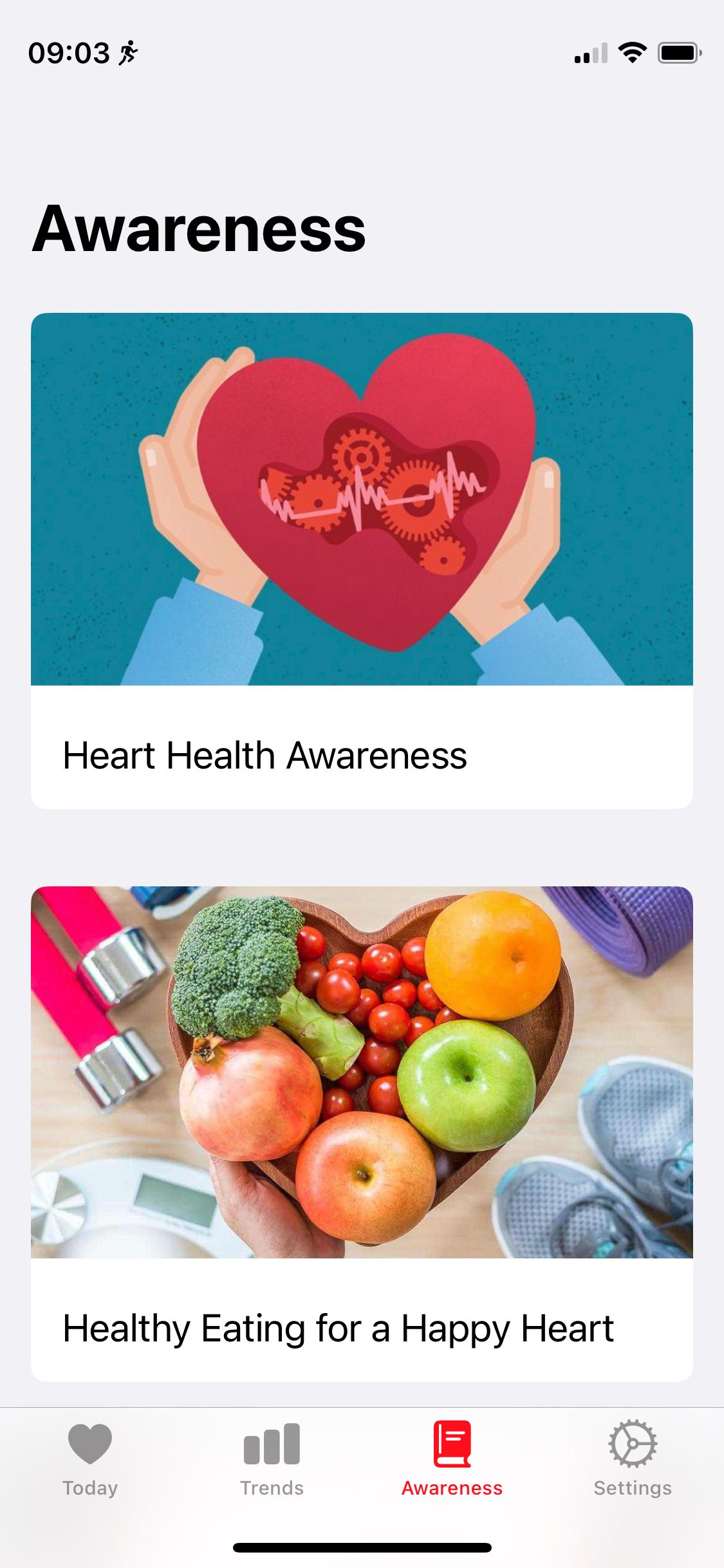 Screenshot showing the CardioBot iOS app