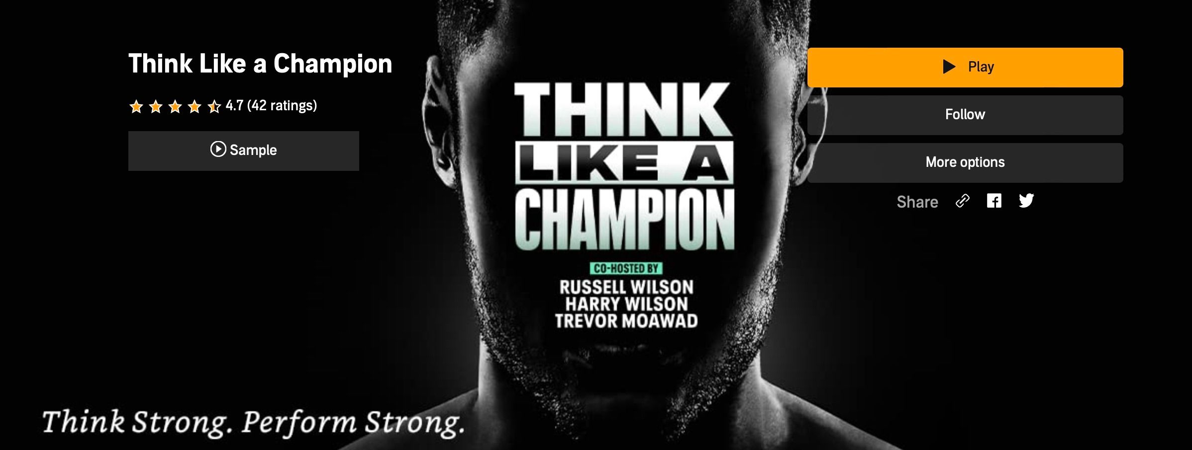 Screenshot showing Think Like a Champion audio series from Audible