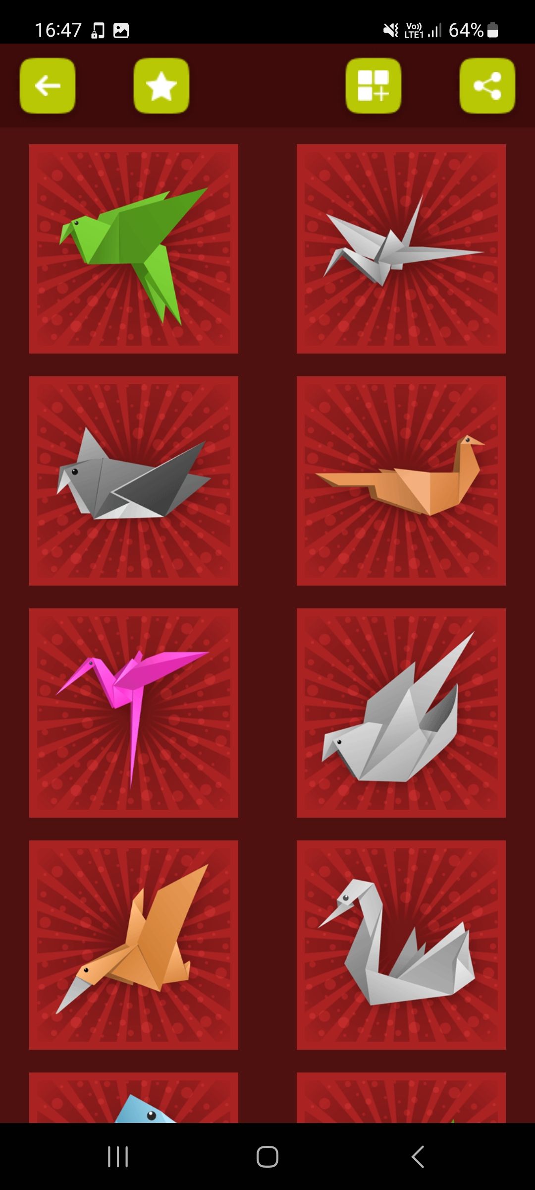 Origami birds collection