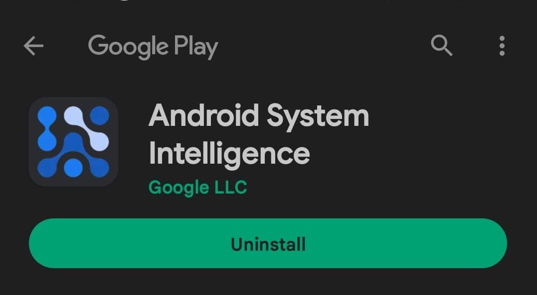 Android System Intelligence app and uninstall button