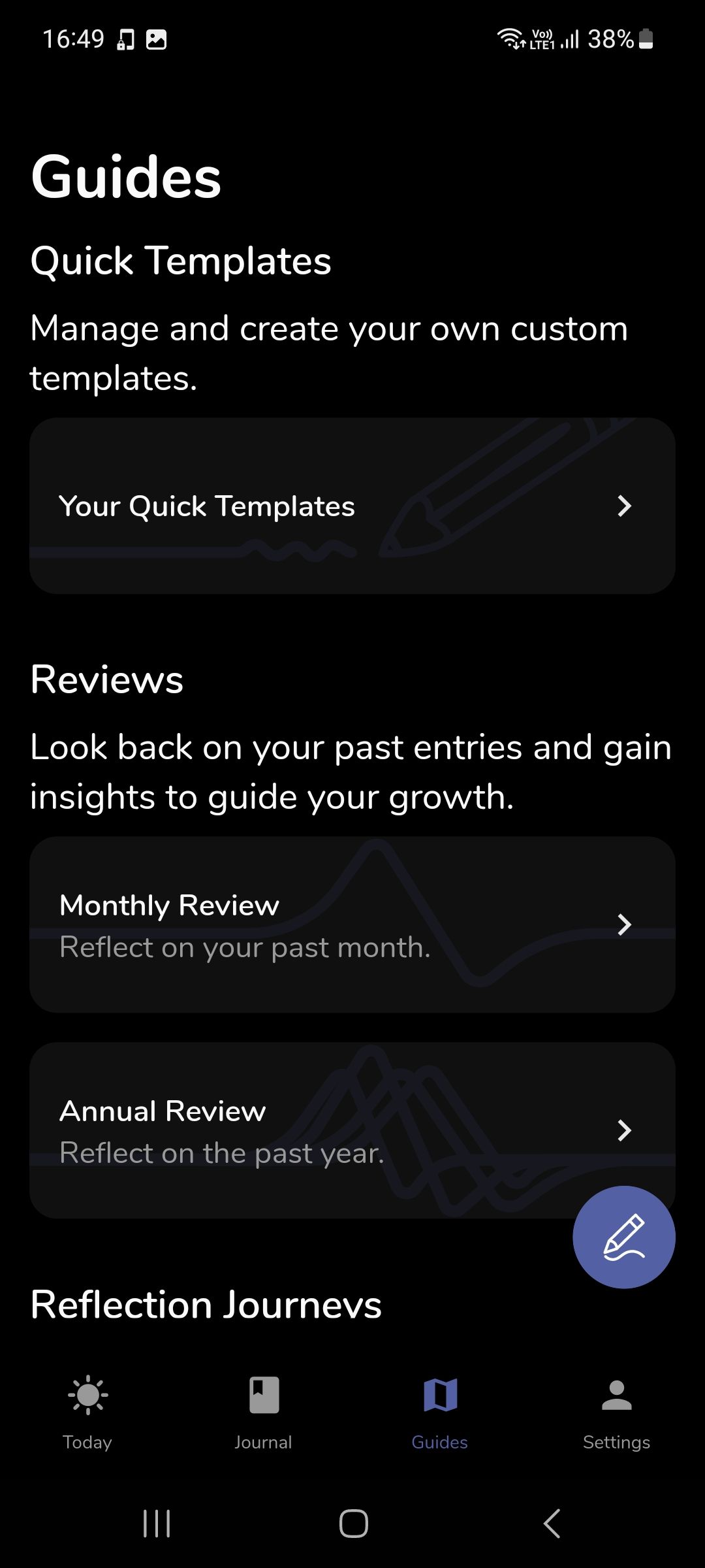 Quick templates in Reflection.app