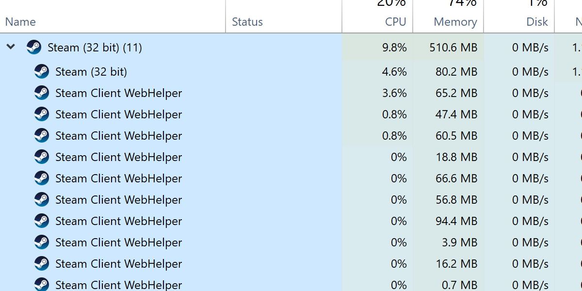 screenshot of steam client webhelper instances