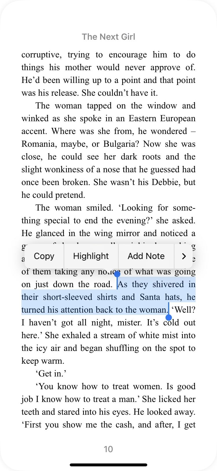 select text in the Apple Books app
