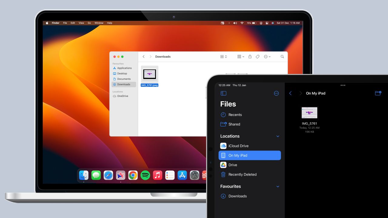 Send files via Mac and iPad with global control