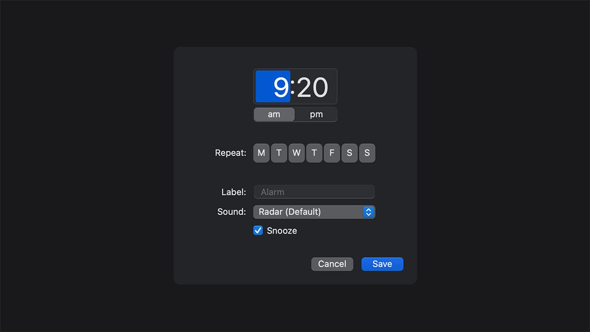 Set Alarm in Clock app on Mac