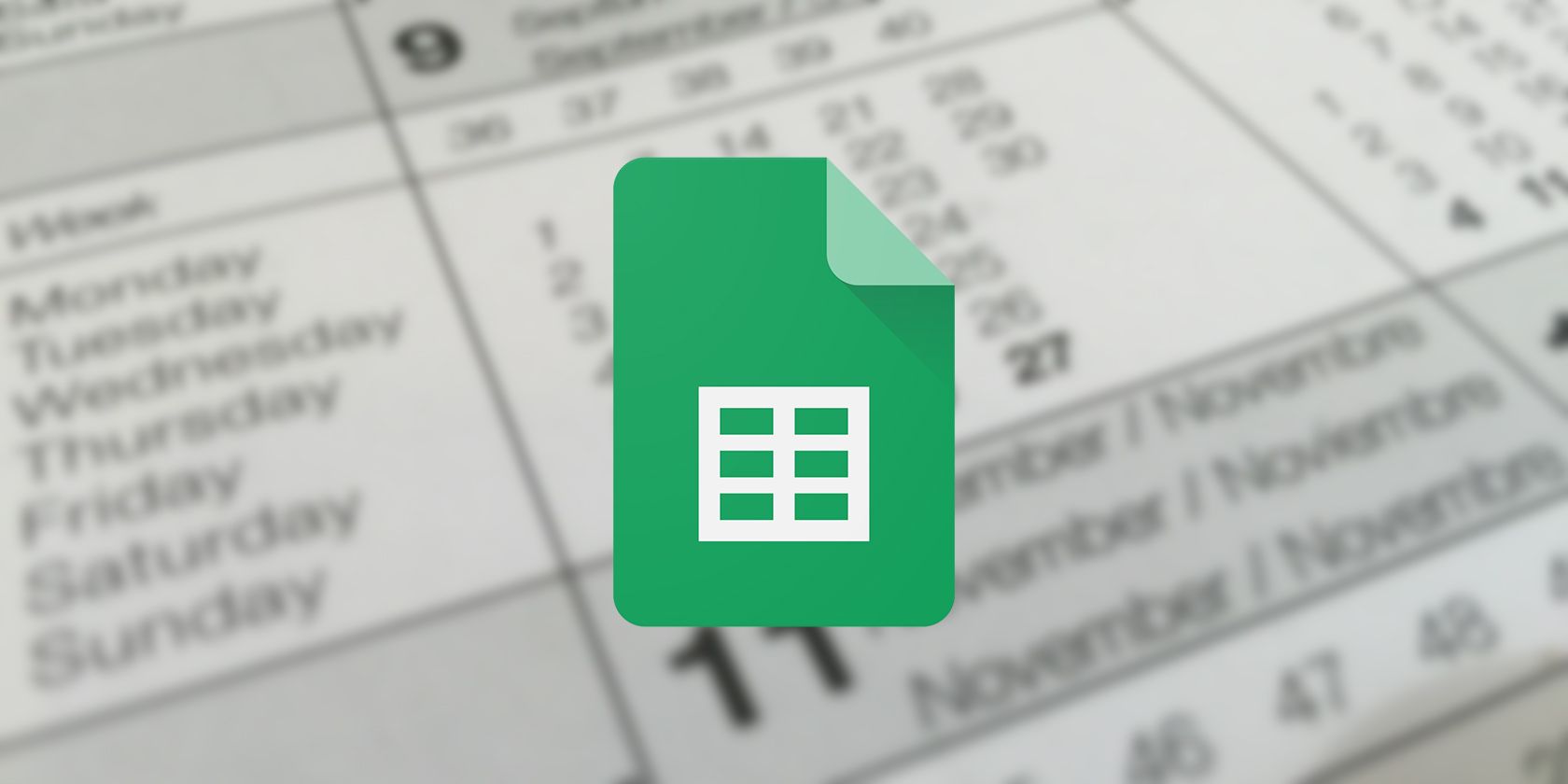 Google Sheets logo on a calendar background