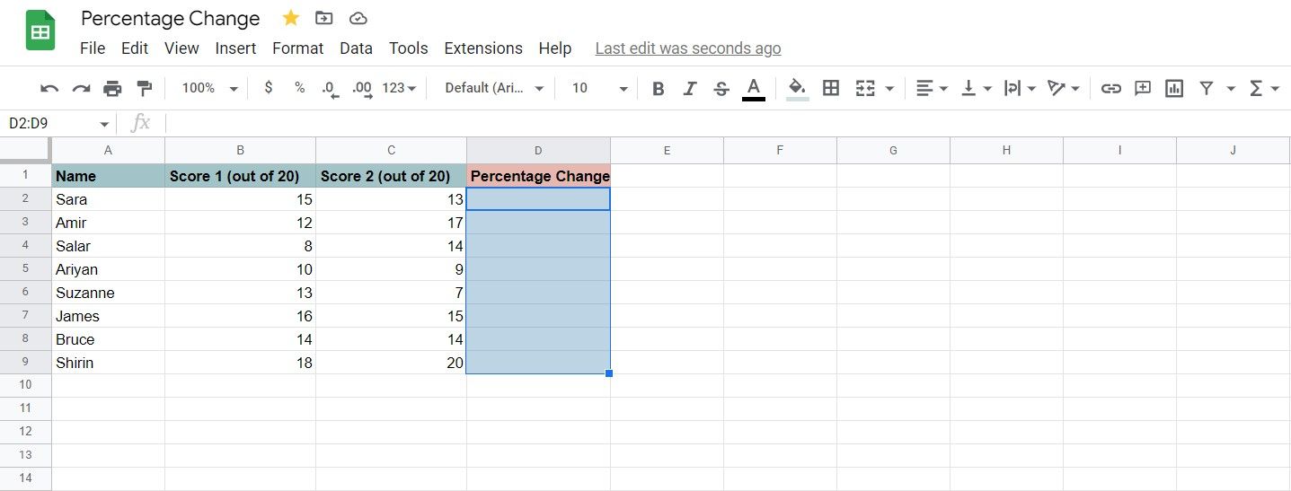 How to Calculate Percentage Change in Google Sheets