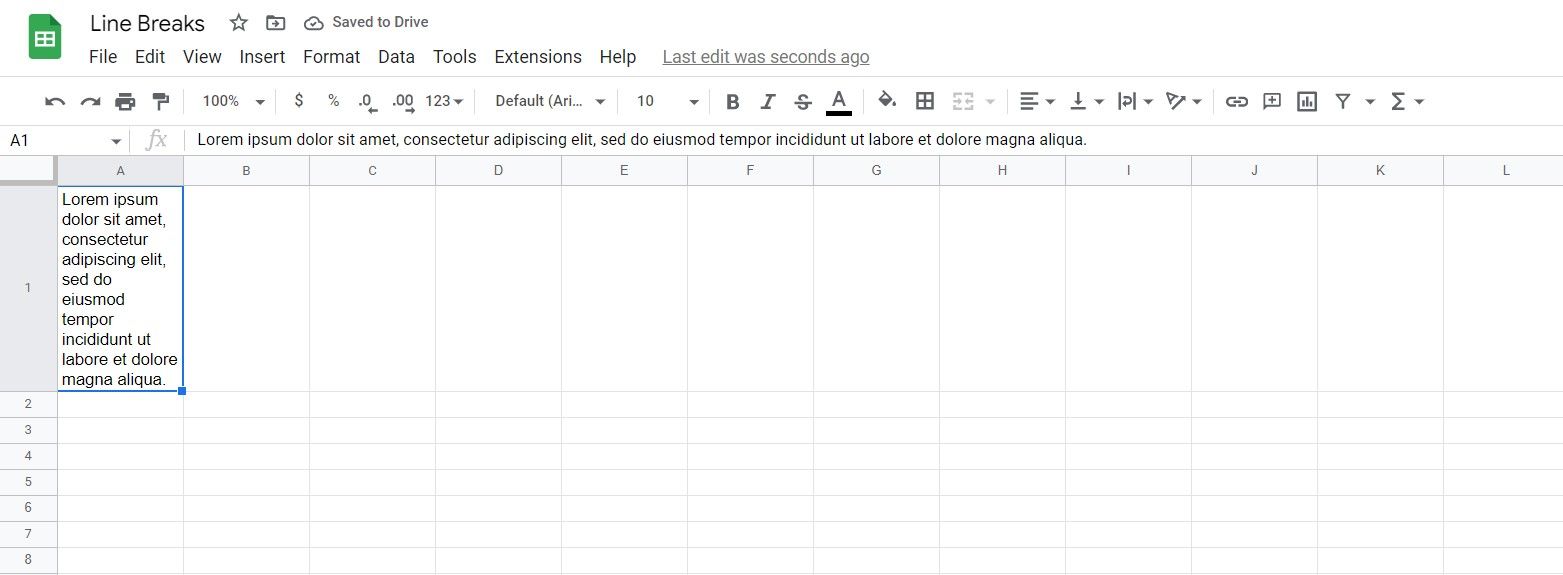 Wrapped text in Google Sheets